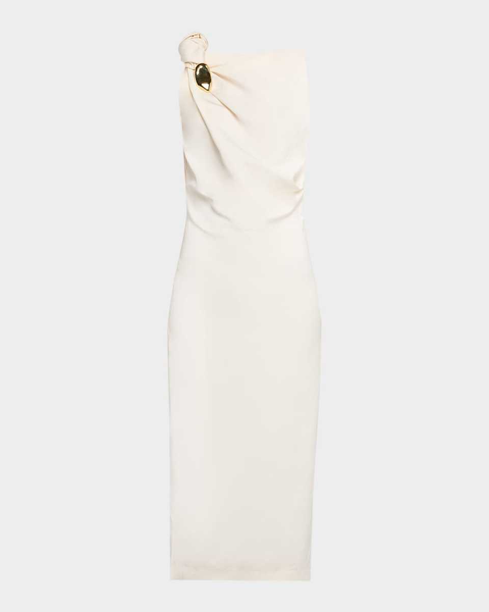x Escha Soni Brooch Knotted Sleeveless Midi Dress